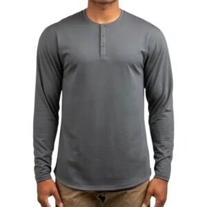 BYLT Henley Drop-Cut Long Sleeve, Blue, Fall, FAIR CONDITION, Size L